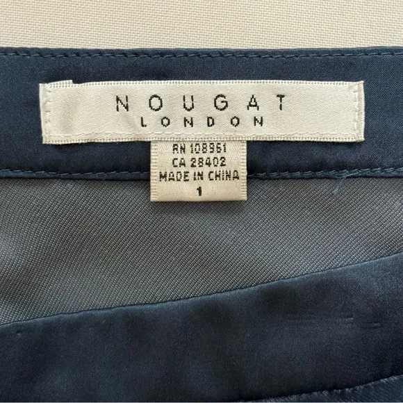 Nougat London Blue Velvet Ruffle Skirt Satin Ribbon Tie Small
